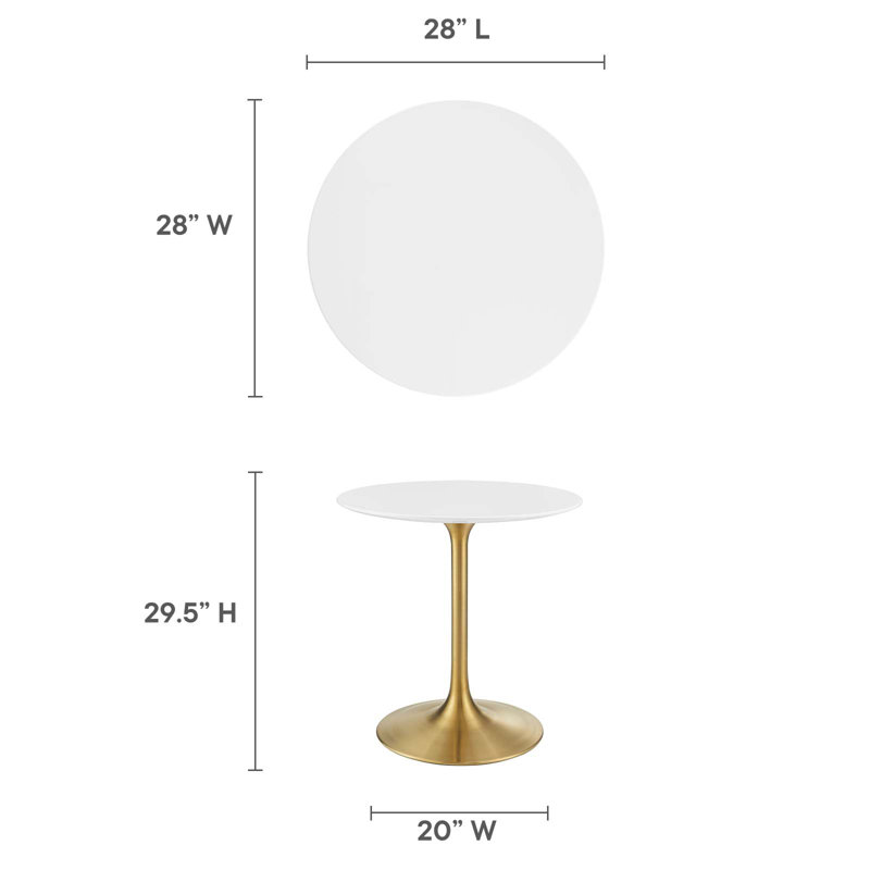 Modway Lippa 28" Round Dining Table, Gold
