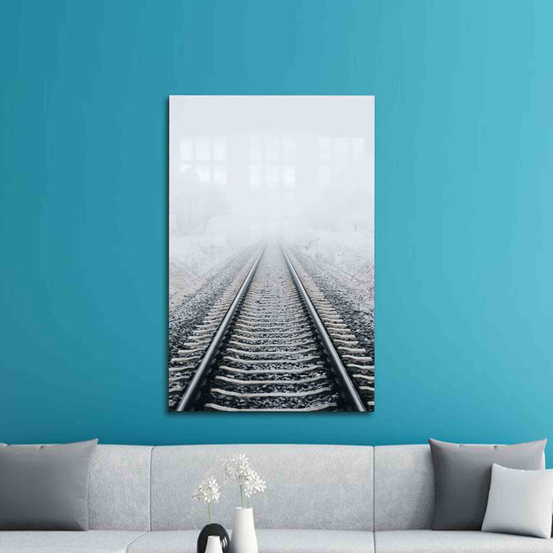Stunning Railway Landscape Tempered Glass Wall Art Offering A Unique View For Your Home Decor, 70.9" H x 47.2" W
