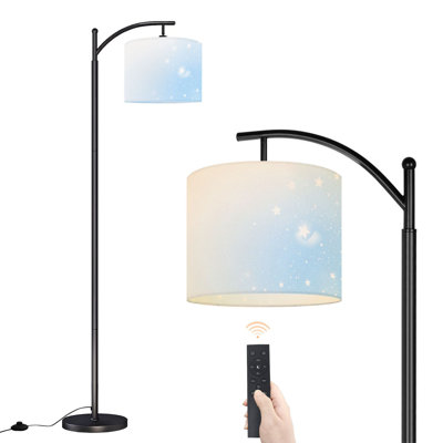 Arc Floor Lamp Soft Blue Starry Night Gentle Glow Sparkles Floor Lamps with Remote LED Lights Adjustable Lamp Shades Tall Standing Lamps for Reading Office Living Room