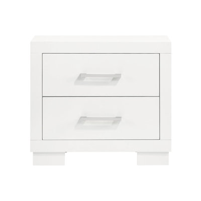 Table de chevet 2 tiroirs en blanc crémeux, ajoutant un nouveau look à la chambre à coucher blanc crème avec des espaces fonctionnels