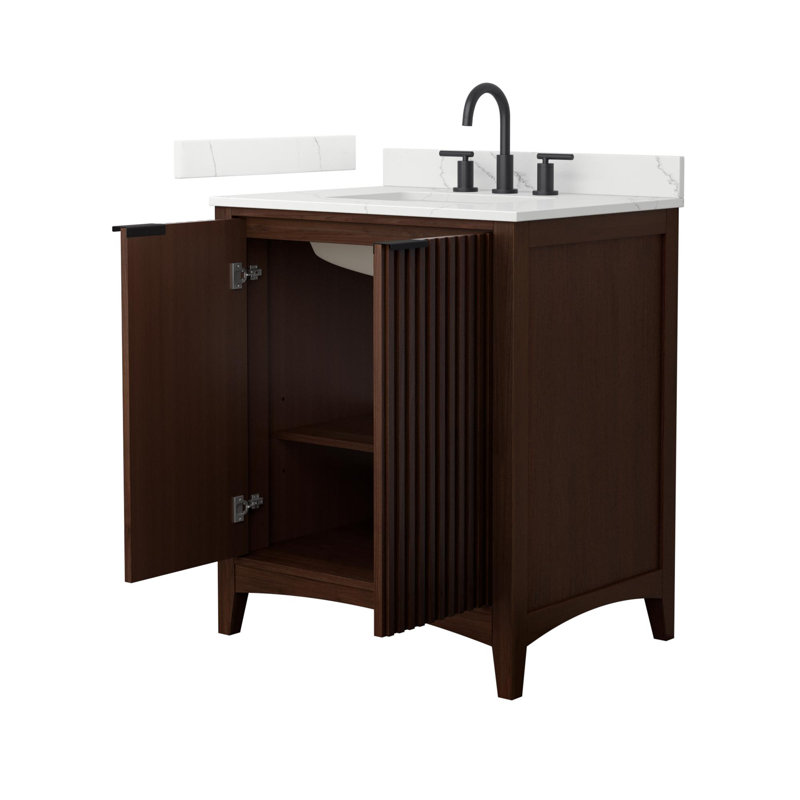 Single Vanity, Brown / Matte Black, 30", Giotto Quartz