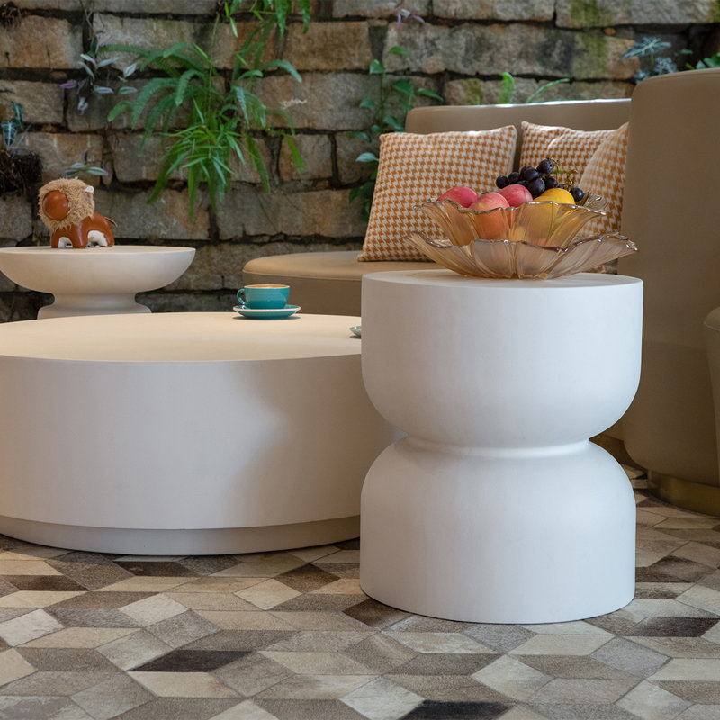 Chronos GRC Side Table, Cream White