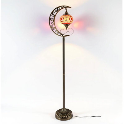 Lampe sur pied en mosaïque en verre teinté Turkish Moon
