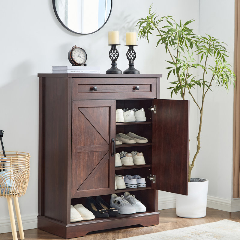 20 Pair Shoe Storage Cabinet, Cherry
