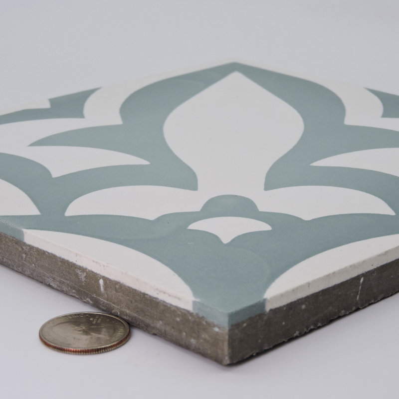 Meknes 8 in. x 8 in. Honed Tile, Sage/Cream