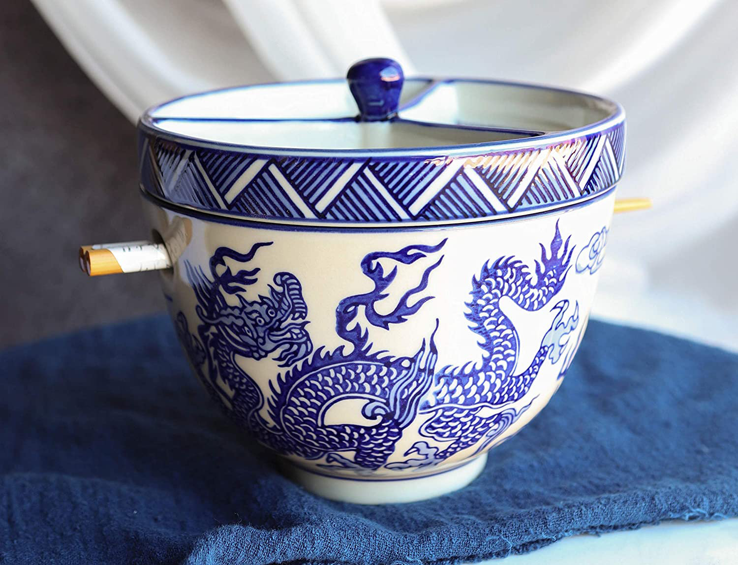 White Ceramic Condiment Snack Bowl Set with Glass Lids and Bamboo Serving  Tray