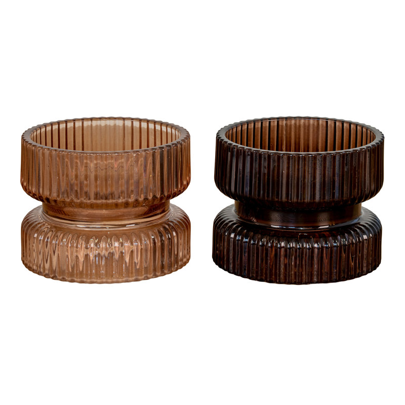 2 Piece Glass Tabletop / Centrepiece Tealight Holder Set