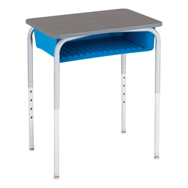 Bureau d'étudiant à hauteur ajustable avec boîte à livres (paquet de 2), Brume argentée, Strandz cosmique / bleu ciel