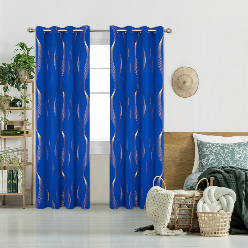 Maisonet Blackout Curtain Pair, 117cm Width x 229cm Drop, Royal Blue