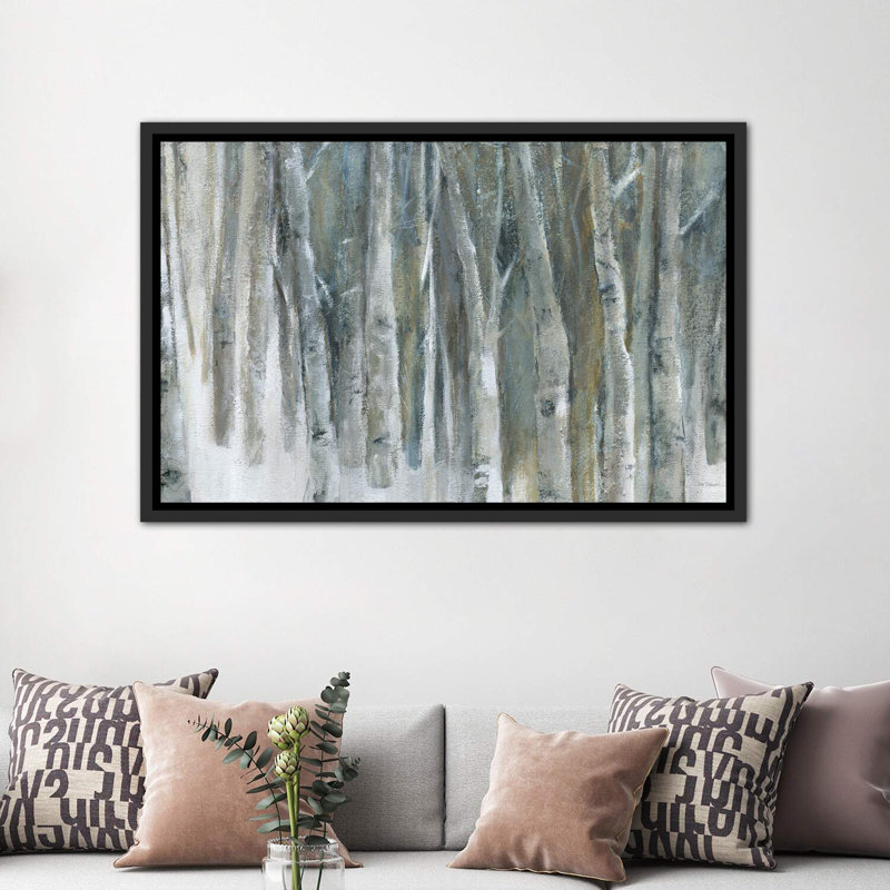 «Banff Birch Grove» par Carol Robinson, reproduction d'art, H 40 po x l 60 po x P 1,5 po, Toile avec cadre noir patiné