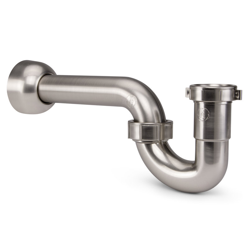 Siphon en plastique décoratif de 1-1 / 2 po ou 1-1 / 4 po x 1-1 / 2 po, Nickel brossé