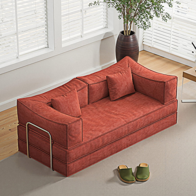 Canapé-lit modulaire convertible, Tissu orange
