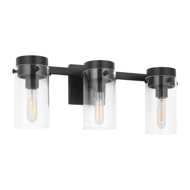 Chapman & Myers Garrett Bathroom Bedroom Wall Fixture In Aged Iron Finish With Clear Shade, 8.5" H x 21.125" W x 5.625" D