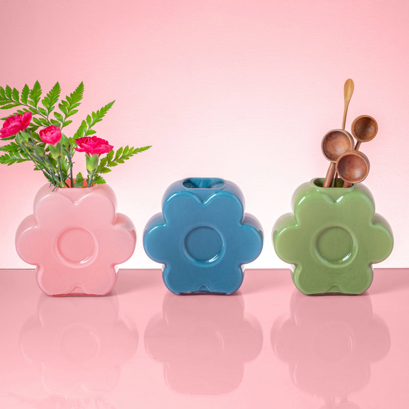 VASE À FLEURS EN VERRE ROSE
