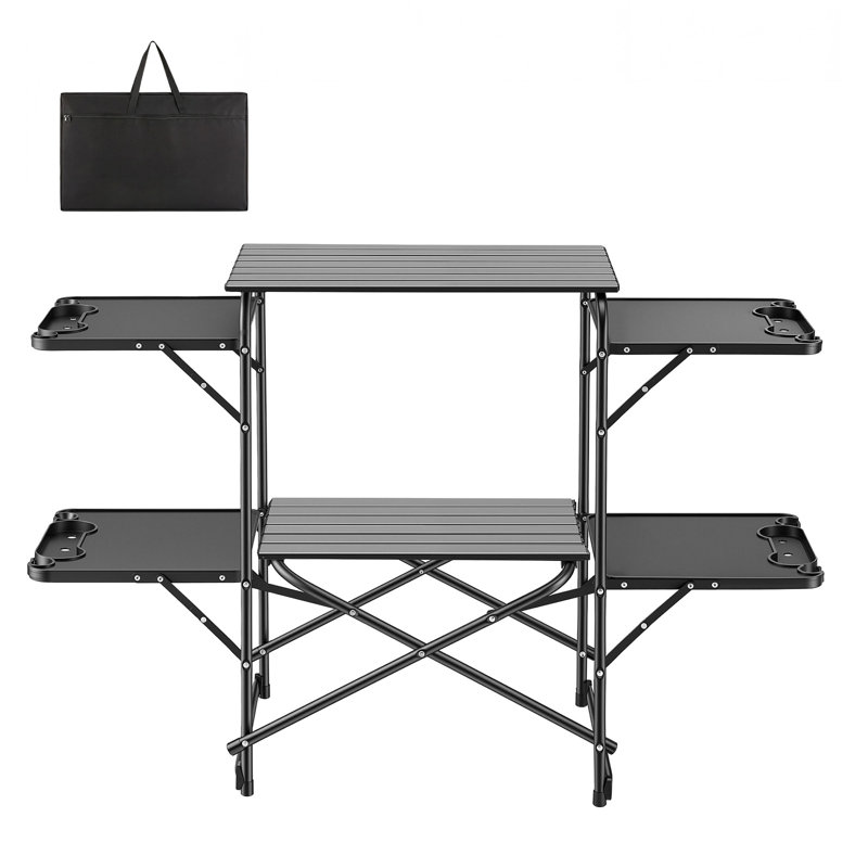 Rectangle Iron Outdoor Camping Table - 117 cm W 45 cm D, 130cm H x 45cm W x 130cm D, Black