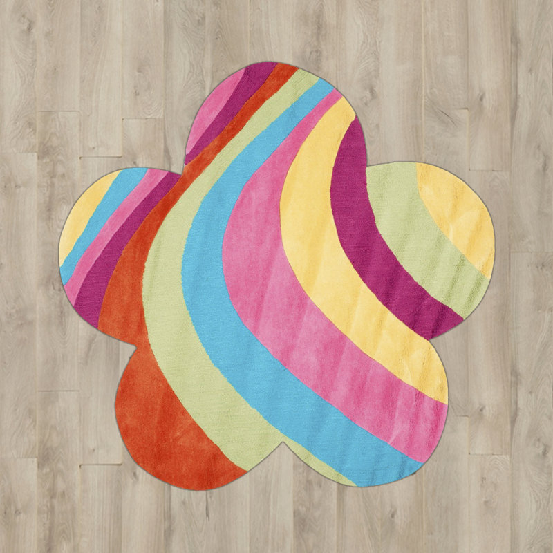 Tapis rayé multicolore touffeté à la main Lucas, Nouveauté de 8 pi