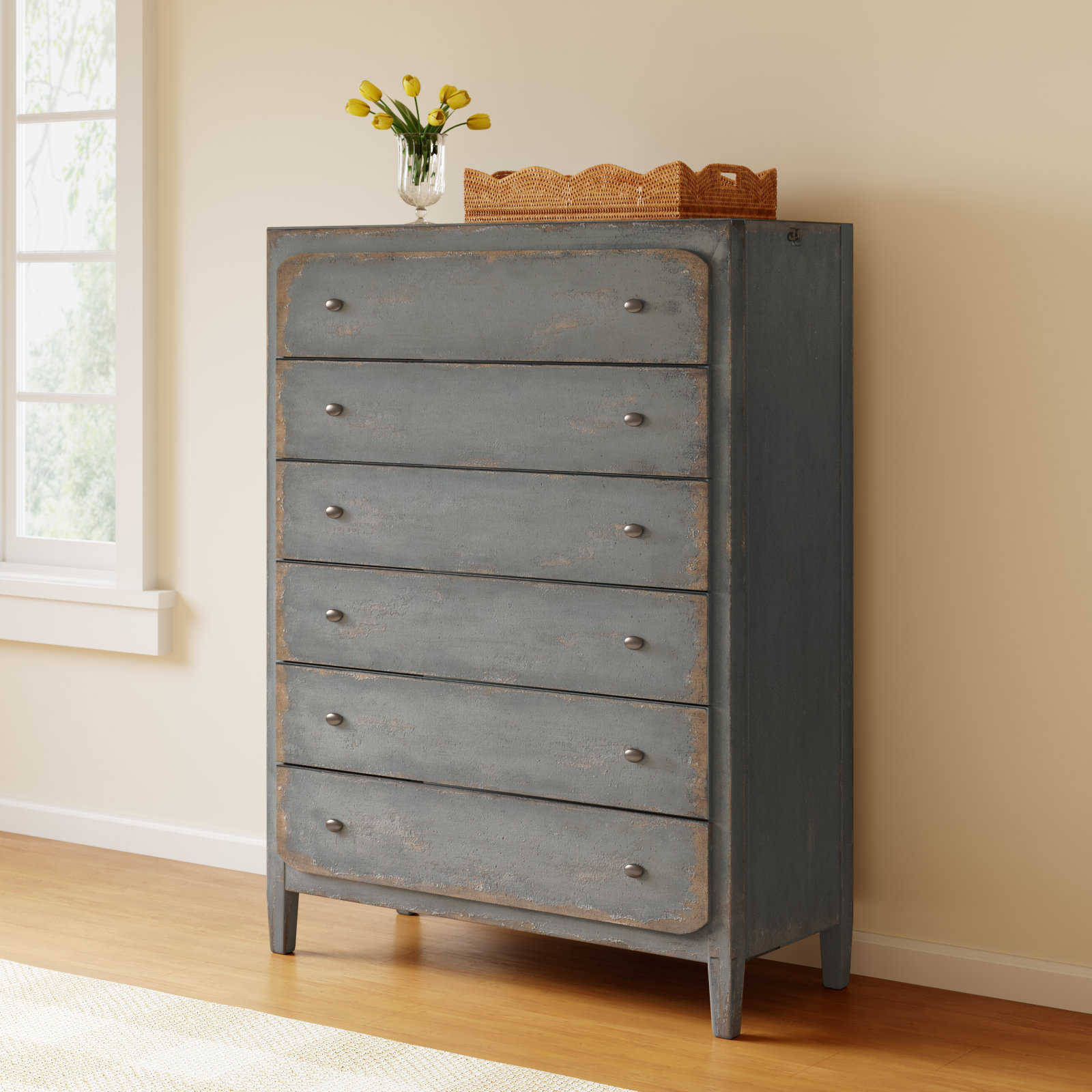 Chamberlain 6 - Drawer Dresser, Speckled Gray