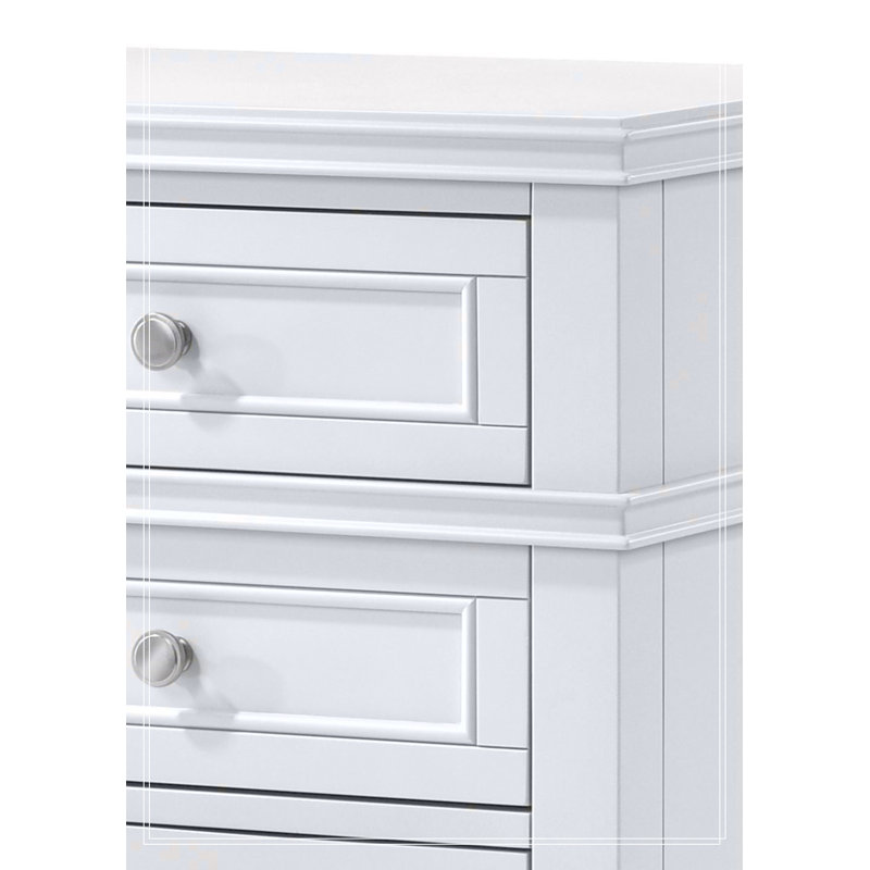 3 Drawer Nightstand W/ USB 3 Storage Drawers USB Charging Port Poplar Solids Custom Hardware, White