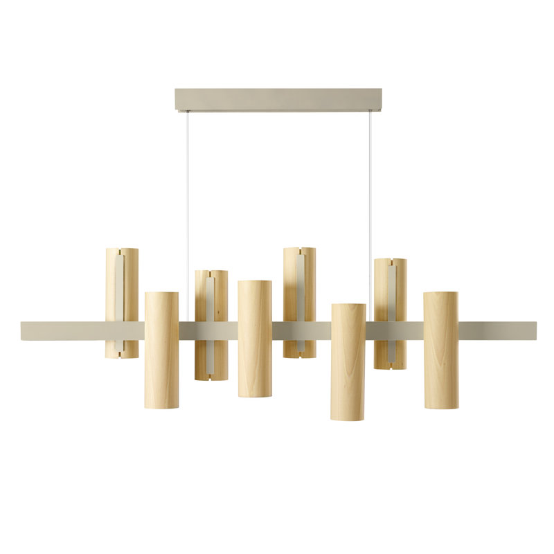 Black Note 8 - Light LED Pendant, Natural Beech, Matte Black, 2700K Bulb Temperature