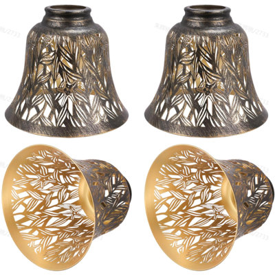 Lampshade, ALUCSET Ceiling Fan Light Covers Set of 4, Metal Replacement Light Globe Shades for Pendant Fixtures, Chandeliers, Wall Sconces, Table Lamps, 2-1/8" Fitter Size, 5-1/8" high x 6" Diameter