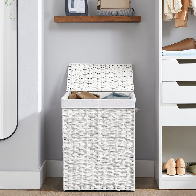 90l Clothes Hamper With 2 Removable Liner Bags, White