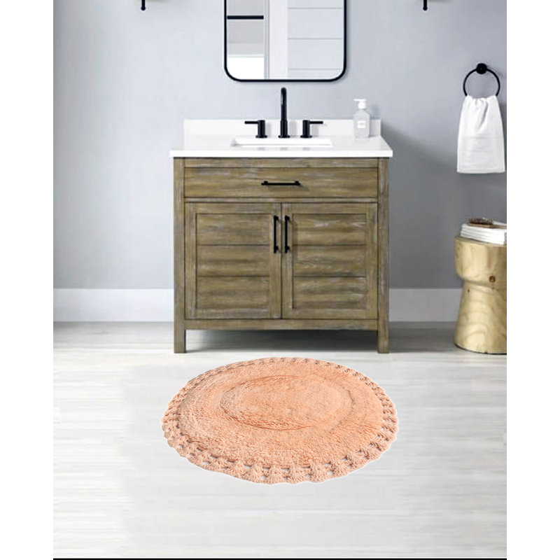 Saross 100% Cotton Non-Slip Bath Rug, Peach
