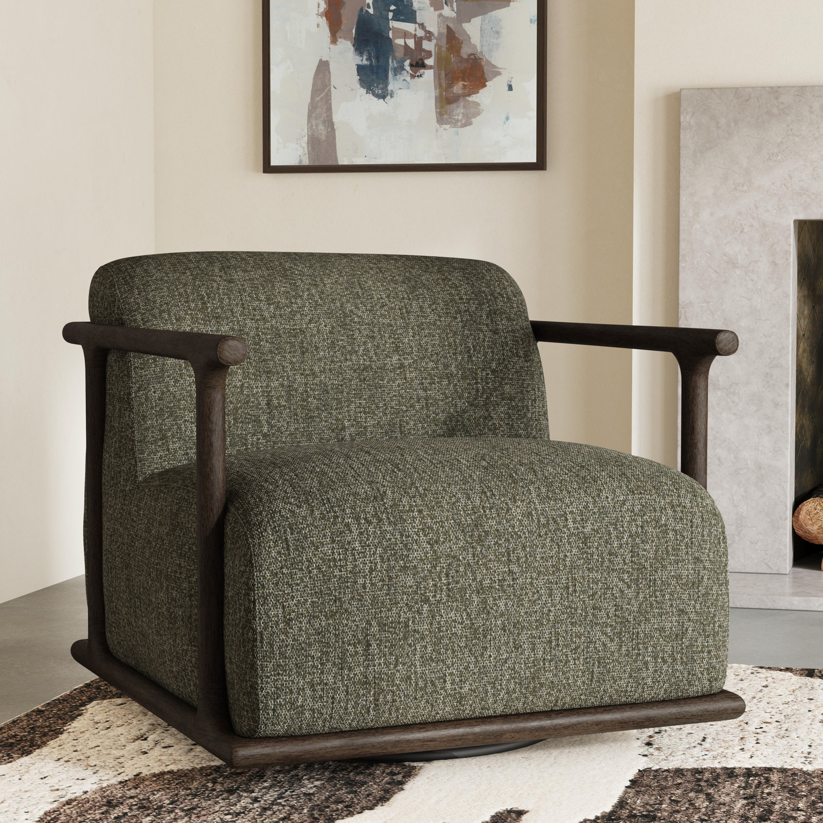 Classic Home Lucia Swivel Armchair, Green
