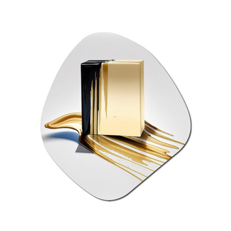 «Black and Gold Cubic Expression VIII - Cubism Unique Shape», reproduction d'art asymétrique moderne, H 28 po x l 25 po