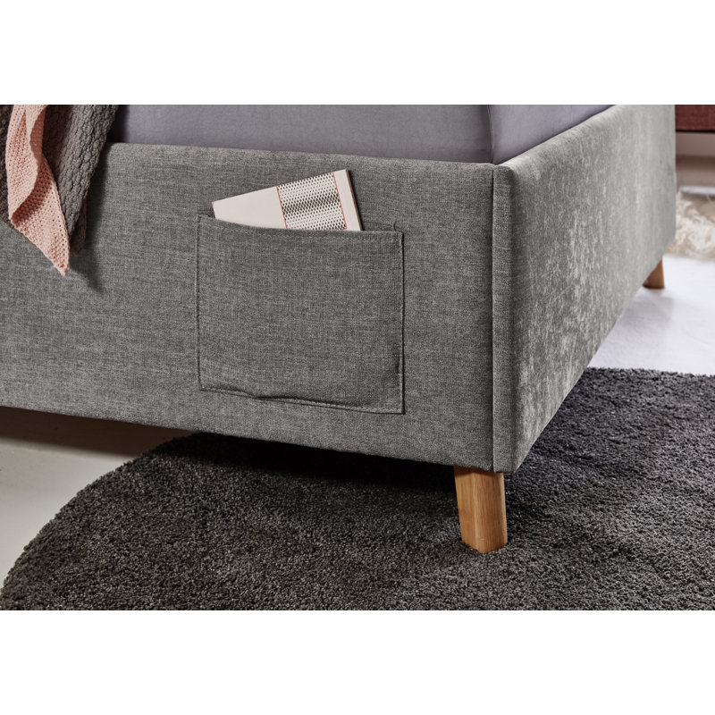 Chickerell Upholstered Standard Bed, 120 x 200cm, Grey/Brown/Blue