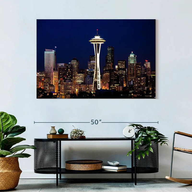 Ravi Seattle Night Cityscape, 32" H x 48" W