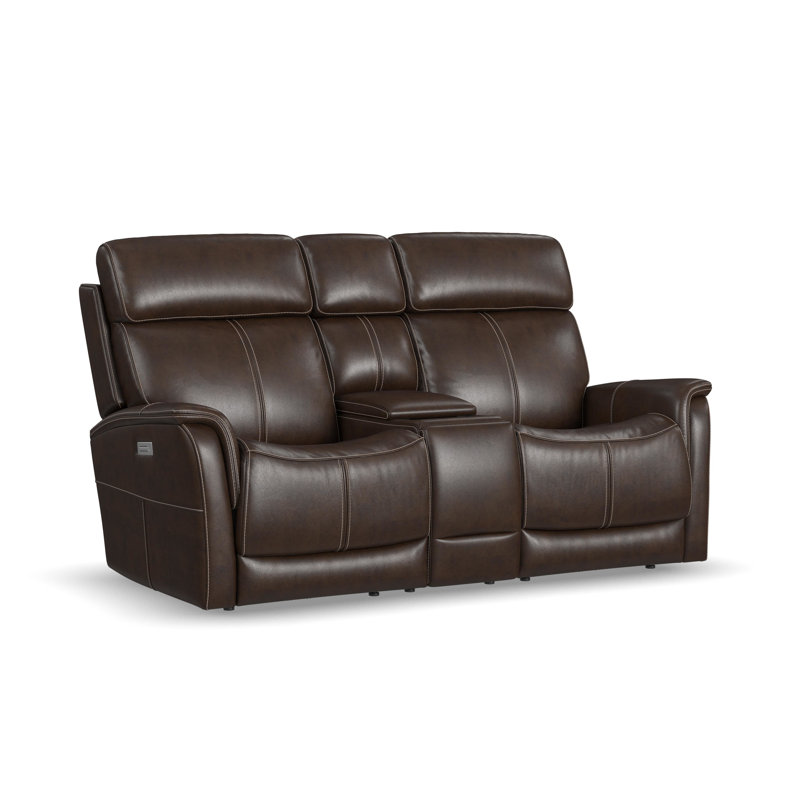 Panorama Reclining Loveseat With Console, Power Headrests & Lumbar, Brown