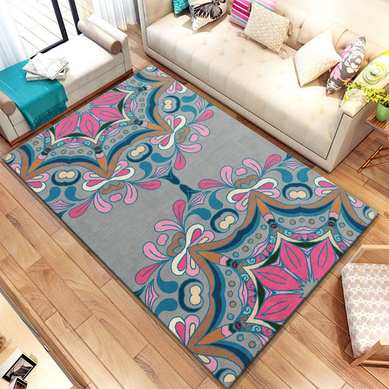 Non-Slip Area Rug, 100% Polyester, 47.2 x 70.9 inches | Raschel Knitting, Pile Height: 0.4 inches | Woven Carpet with Felt Dot Underside, Machine Washable | Stylish Digital Print Design for Home Decor