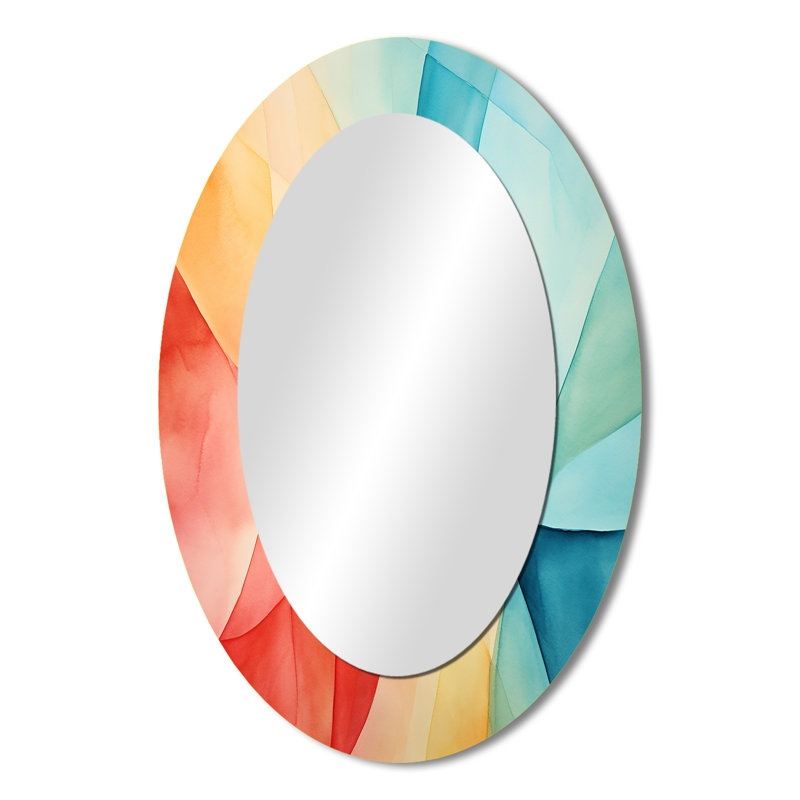 Mid-Century Pastel Color Collages III - Miroir mural moderne ovale, H 36 po x l 24 po