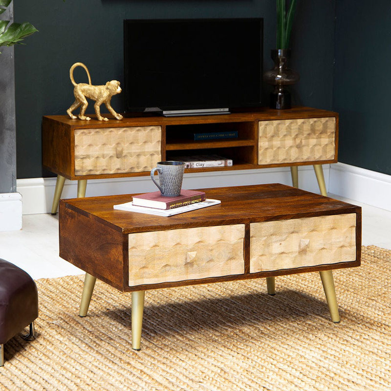 Adekunle Solid Wood Coffee Table with Storage