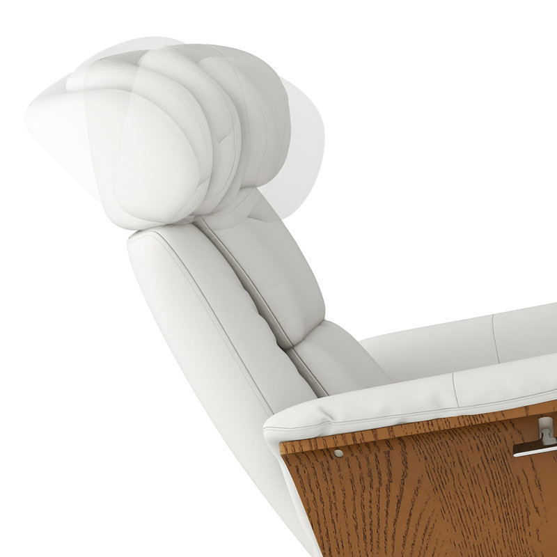 Ensemble de fauteuil inclinable et repose-pieds en cuir véritable 31,5 po Rigo, Cuir véritable blanc Baja, Oui