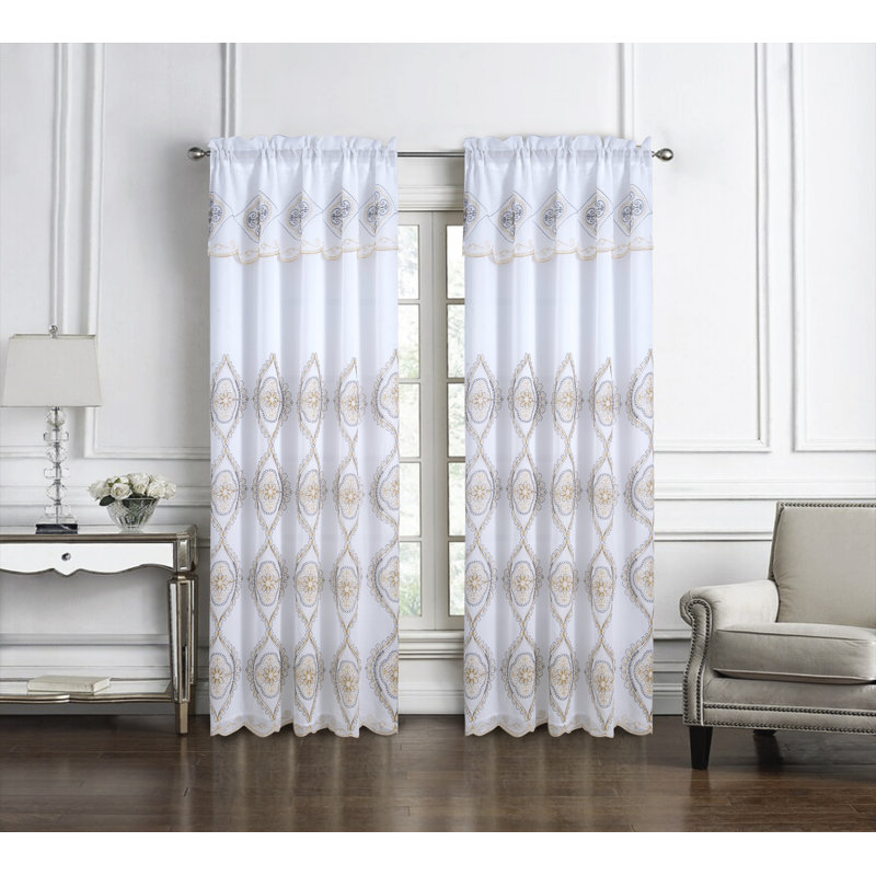 Mehtab Embroidered Traditional Curtain Panel, Gold