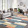 Geometric Machine Washable Area Rug with Rubber Backing for Living Room Plaid Non-Slip Rug Modern Indoor Carpet Non-Shedding Rug for Bedroom Dining Room Hallway Kitchen Office Playroom Nursery