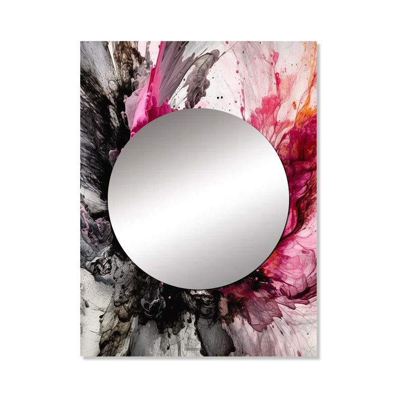 Ceclie noir or marbre Splash V - grand miroir en marbre, décor de miroir mural noir unique, impression d'art en métal