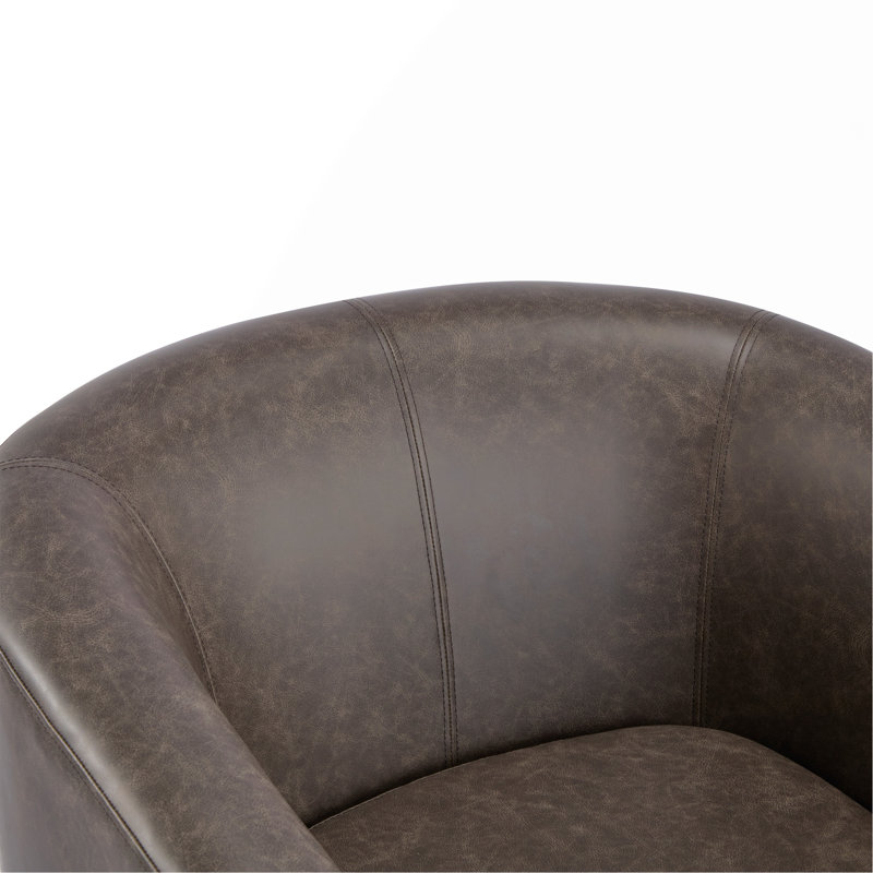 Fauteuil demi-tonneau pivotant en similicuir, Dark Brown