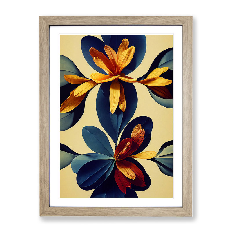 Cool Flowers - Single Picture Frame Print, 34cm H x 25cm W x 2cm D, Oak