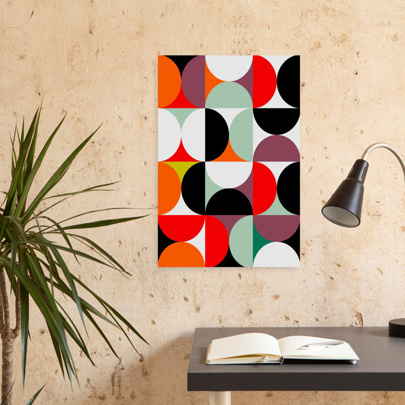 Art contemporain abstrait géométrique coloré, H 24 po x l 16 po