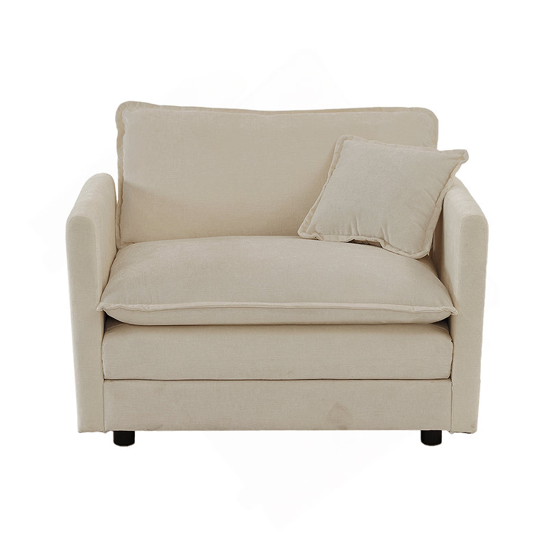 Fauteuil de lecture profond en tissu chenille, Beige