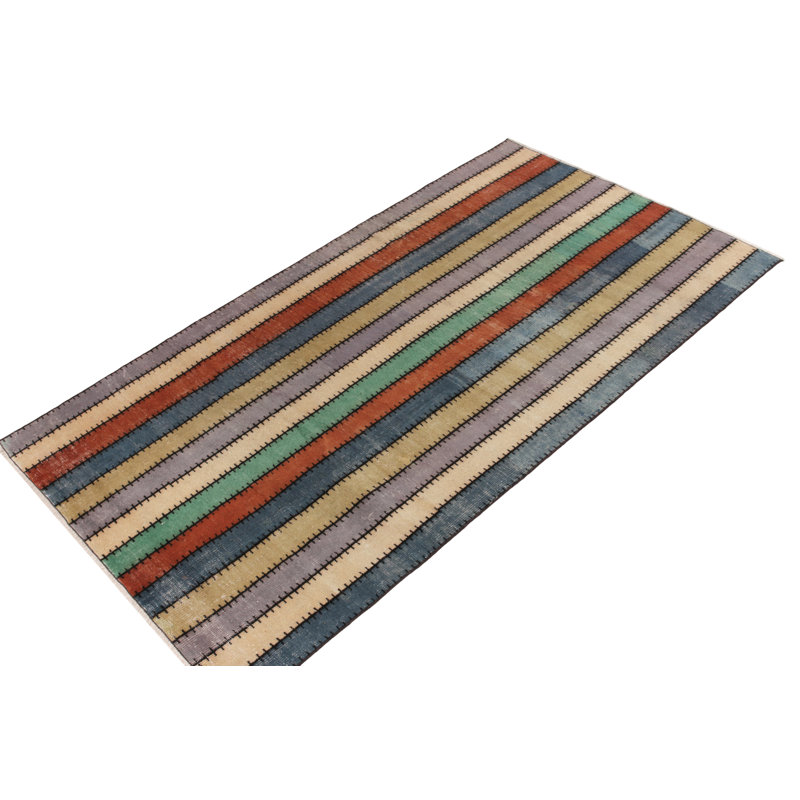 Pasha Wool Striped Area Rug in Blue/Purple/Red