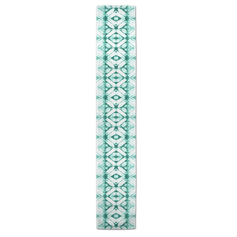 Maghull Diamond Shibori Table Runner, 72" x 16", Teal