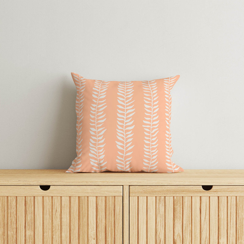 Coussin Mystic, Pêche / floral orange, H 26 po x l 26 po