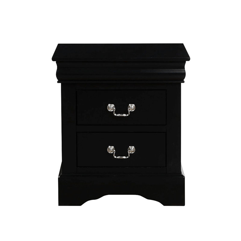 Gosford 2-Drawer Nightstand,Night Stand,End Table,Side Table 14" x 13" x 5" (Front)• Inner 11" x 12" x 4"H, Black 1