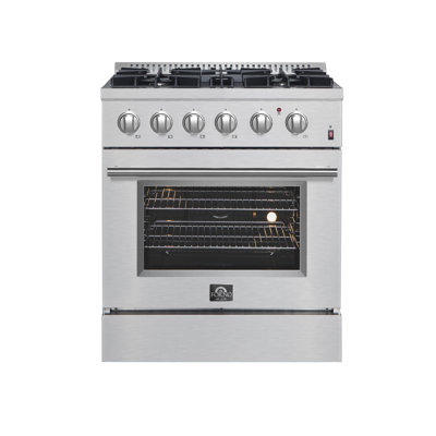 Marco 30-inch Dual Fuel Range Stainless Steel, 4 Burners, 4.32 cu.ft. True Convection Oven
