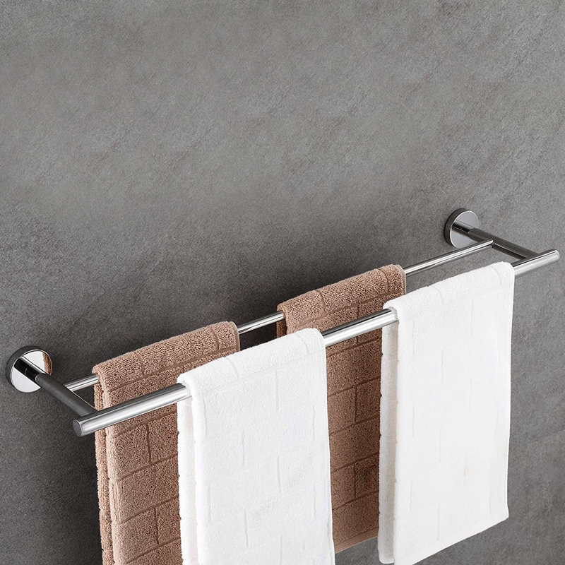 Support mural pour serviettes de salle de bain en aluminium 5 pièces, Chrome