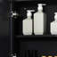 Armoire de salle de bain à miroir avec portes doubles et tablettes de rangement noires, pour une organisation efficace Tablettes polyvalentes noires, Essential moderne