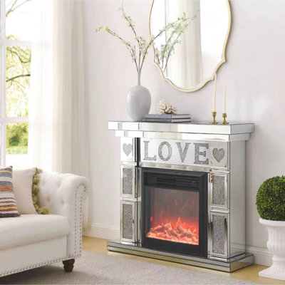 + Glass Electric Fireplace, Heated Area Up To 400 Sq Ft, With Overheat Protection Exquisite Adjustable Flame Brightness And